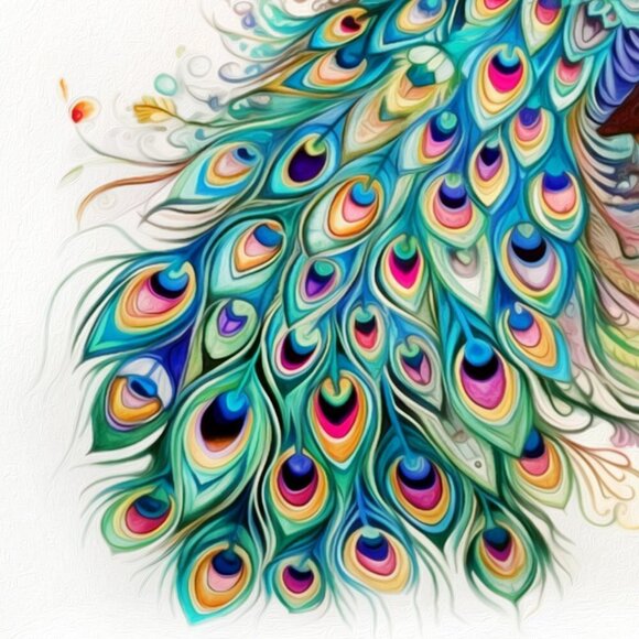 20x30 Peacock Bird Watercolor Oil Painting Fantasy‎ Art Poster - Picture 5 of 7